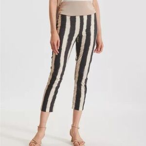 Liviana Conti lightweight striped cotton elastic waist pants size US8 (46)